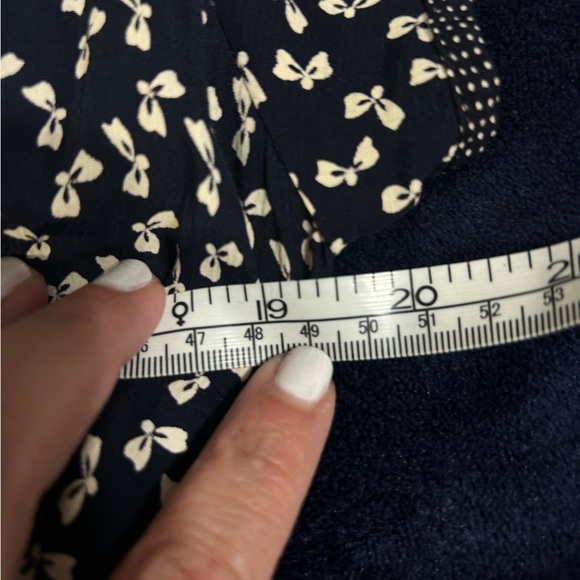 VTG Laundry by Shelli Segal Coquette Bow Blue & White Wrap Culotte Romper  Sz 12 - Picture 12 of 14